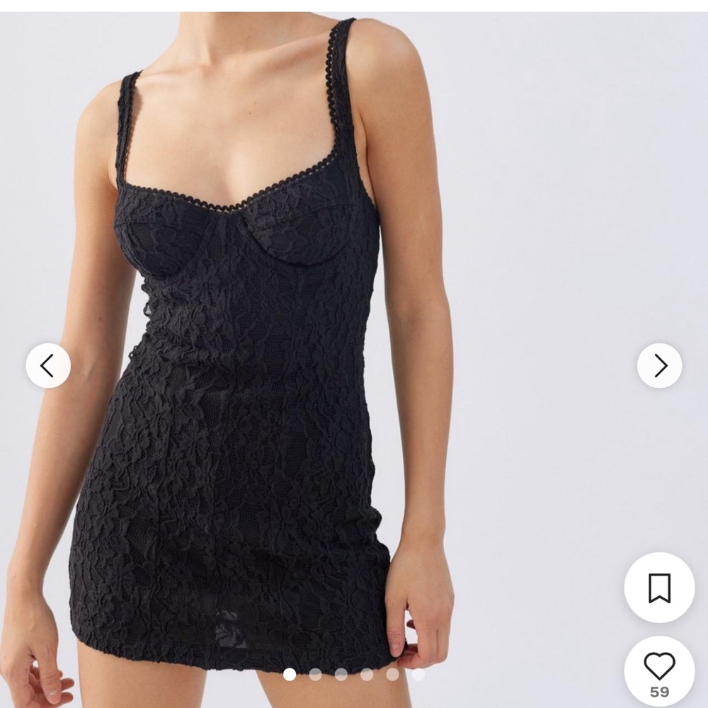 Urban Outfitters Black Lace Underwire Slip Chemise
